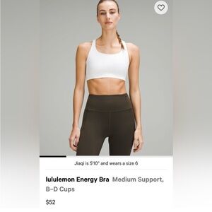 lululemon athletica White Energy Bra
